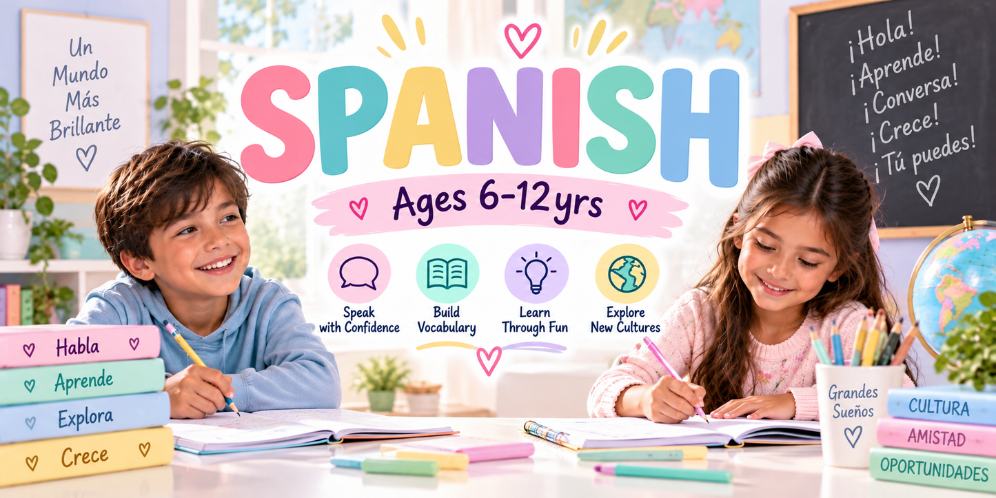 SPANISH (Ages 6-12) M-TH 11:30-12:15PM- TRACY