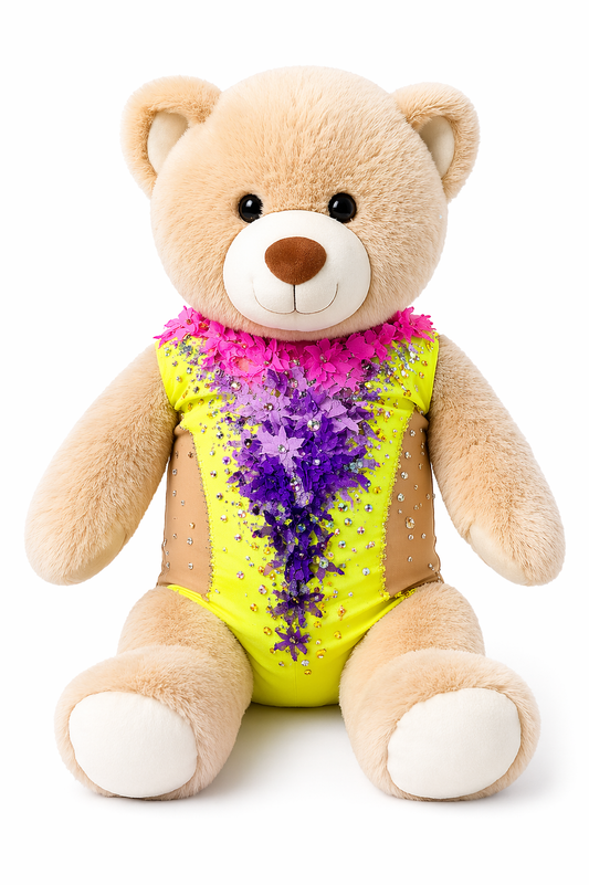 Floral Luxe Teddy Bear – Neon Bloom Edition