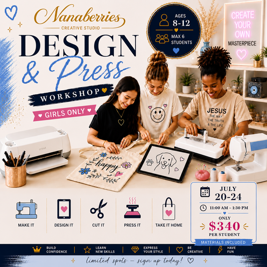Design & Press Workshop (girls only) – July 20–24 TRACY
