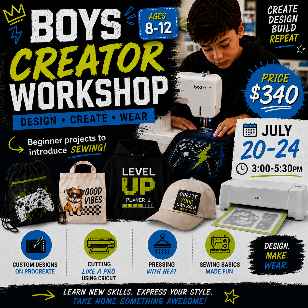 Boys Creator Workshop (boys only) – July 20–24 TRACY